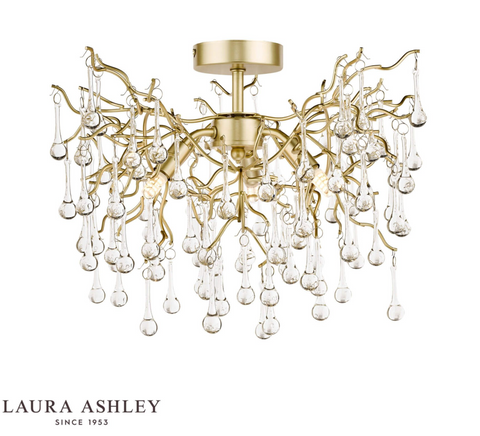 Laura Ashley Willow 3lt Semi Flush Satin Champagne Crystal