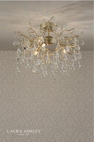 Laura Ashley Willow 3lt Semi Flush Satin Champagne Crystal