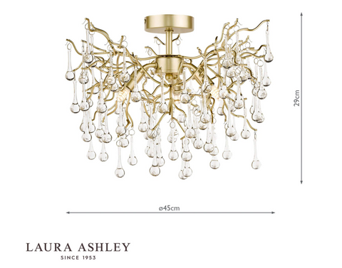 Laura Ashley Willow 3lt Semi Flush Satin Champagne Crystal