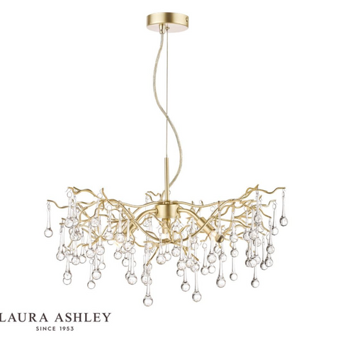 Laura Ashley Willow 3lt Pendant Champagne & Clear Crystal