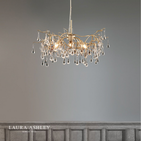Laura Ashley Willow 3lt Pendant Champagne & Clear Crystal