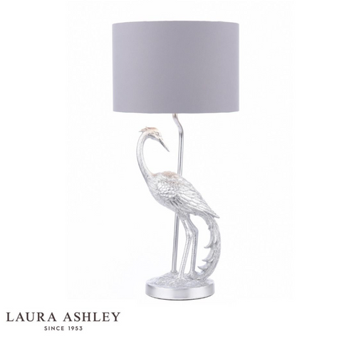 Laura Ashley Tregaron Heron Table Lamp Silver with Shade