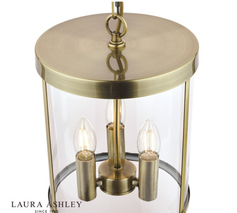 Laura Ashley Selbourne 3lt Lantern Antique Brass Glass