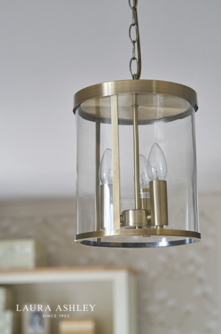 Laura Ashley Selbourne 3lt Lantern Antique Brass Glass