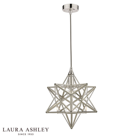 Laura Ashley Small Star Pendant Polished Silver Glass