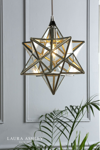 Laura Ashley Small Star Pendant Polished Silver Glass