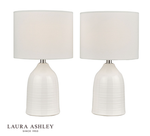 Laura Ashley Penny Twin Pack Table Lamp Cream With Shade