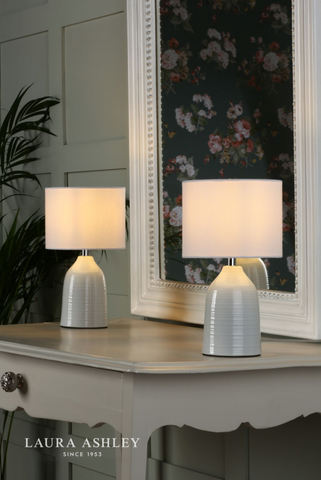 Laura Ashley Penny Twin Pack Table Lamp Cream With Shade