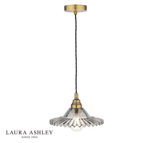 Laura Ashley Pippa Pendant Aged Brass Smoked Glass