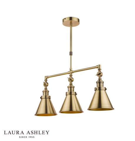 Laura Ashley Rufus 3lt Bar Pendant Antique Brass