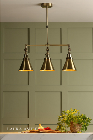Laura Ashley Rufus 3lt Bar Pendant Antique Brass