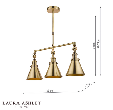 Laura Ashley Rufus 3lt Bar Pendant Antique Brass