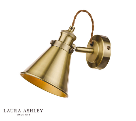 Laura Ashley Rufus Single Spotlight Antique Brass