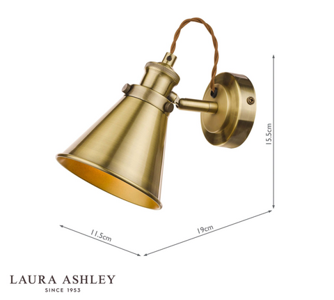 Laura Ashley Rufus Single Spotlight Antique Brass