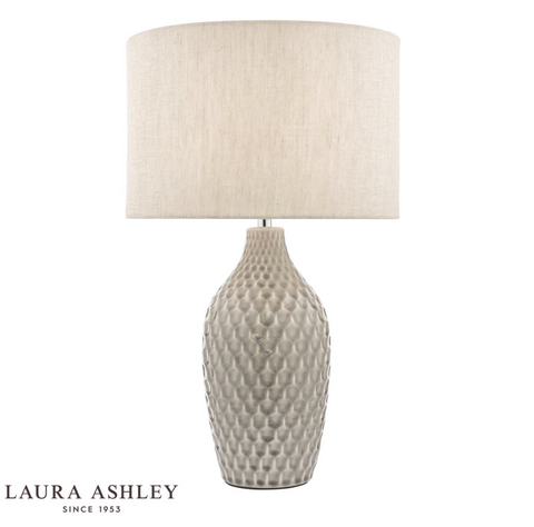 Laura Ashley Heathfield Ceramic Table Lamp Gloss Grey With Shade