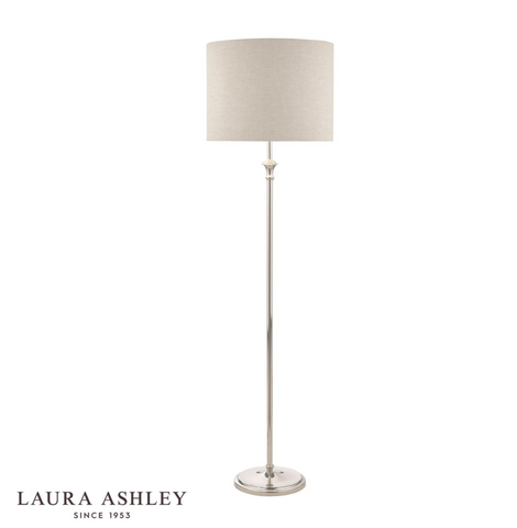 Laura Ashley Highgrove Floor Lamp Polished Nickel With Shade