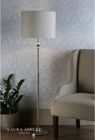 Laura Ashley Highgrove Floor Lamp Polished Nickel With Shade