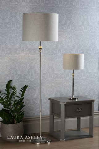 Laura Ashley Highgrove Floor Lamp Polished Nickel With Shade