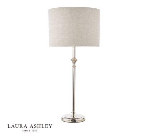 Laura Ashley Highgrove Table Lamp Polished Nickel With Shade