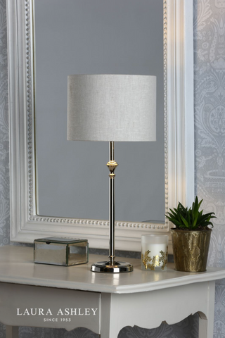 Laura Ashley Highgrove Table Lamp Polished Nickel With Shade