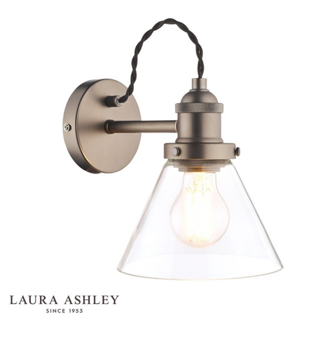 Laura Ashley Isaac Industrial Nickel 1 Light Wall Light