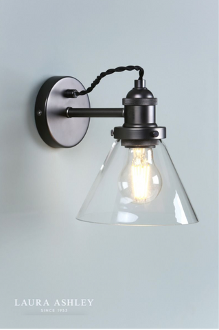 Laura Ashley Isaac Industrial Nickel 1 Light Wall Light