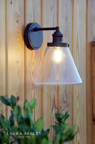 Laura Ashley Isaac Outdoor Wall Light Charcoal Glass IP44