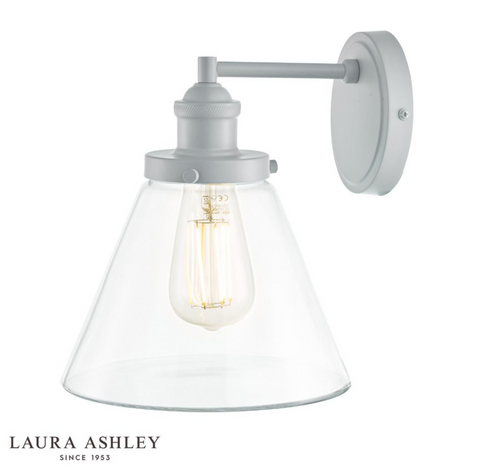 Laura Ashley Isaac Outdoor Wall Light Pale Slate Grey Glass IP44