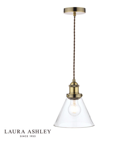 Laura Ashley Isaac Pendant Antique Brass Glass