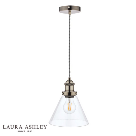 Laura Ashley Isaac Pendant Satin Nickel Glass