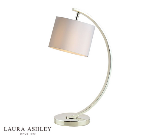 Laura Ashley Noah Table Lamp Brushed Chrome with White Shade