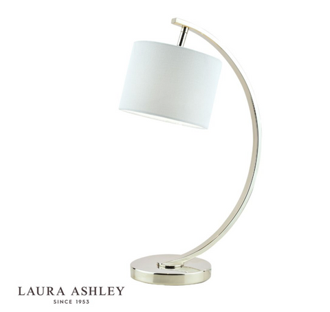 Laura Ashley Noah Table Lamp Brushed Chrome with White Shade