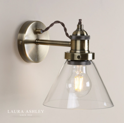 Laura Ashley Isaac Wall Light Antique Brass Glass