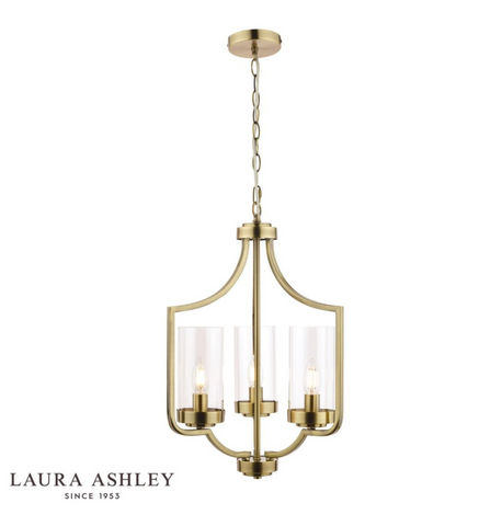 Laura Ashley Joseph 3lt Chandelier Antique Brass Glass