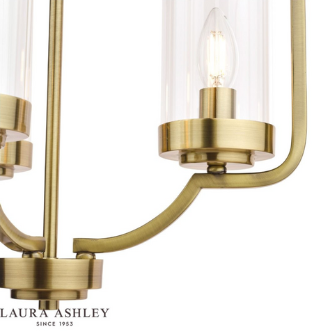 Laura Ashley Joseph 3lt Chandelier Antique Brass Glass