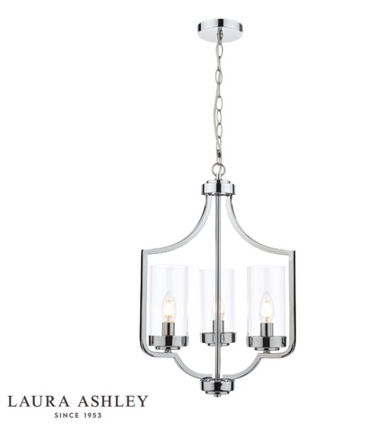 Laura Ashley Joseph 3lt Chandelier Polished Chrome Glass