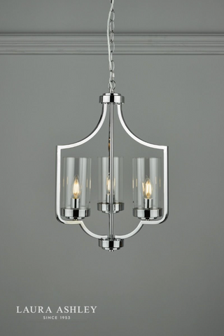 Laura Ashley Joseph 3lt Chandelier Polished Chrome Glass