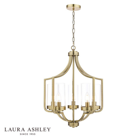 Laura Ashley Joseph 5lt Chandelier Antique Brass Glass