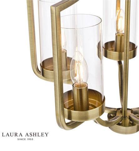 Laura Ashley Joseph 5lt Chandelier Antique Brass Glass