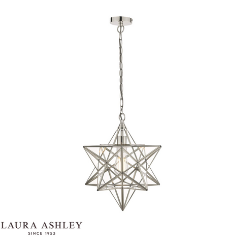 Laura Ashley Large Star Pendant Silver Glass