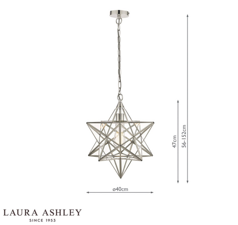 Laura Ashley Large Star Pendant Silver Glass