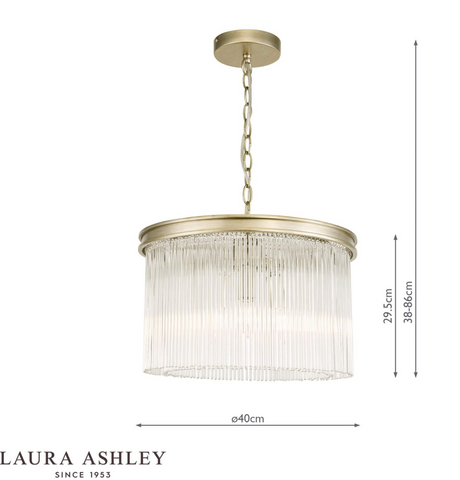 Laura Ashley Manon 3lt Pendant Champagne Clear Glass