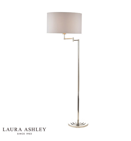 Laura Ashley Marlowe Swing Arm Floor Lamp Polished Nickel With Shade