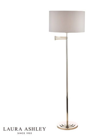 Laura Ashley Marlowe Swing Arm Floor Lamp Polished Nickel With Shade