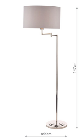 Laura Ashley Marlowe Swing Arm Floor Lamp Polished Nickel With Shade