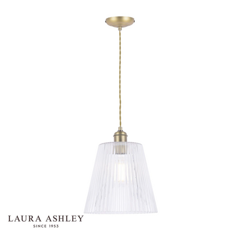 Laura Ashley Callaghan Grand Pendant Antique Brass & Ribbed Glass