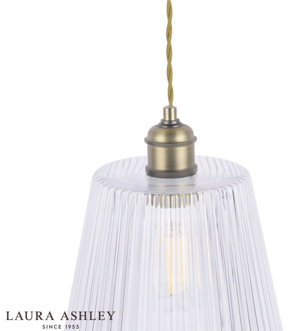 Laura Ashley Callaghan Grand Pendant Antique Brass & Ribbed Glass