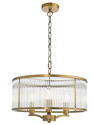 Evelyn 3 Light Pendant Antique Bronze and Glass