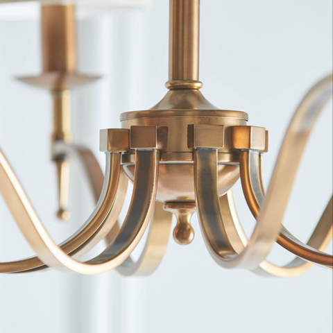 Stanford antique brass 8lt pendant & beige shades