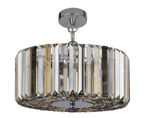 CHAPEAU 3LT PENDANT/SEMI-FLUSH - CHROME & MIXED GLASS